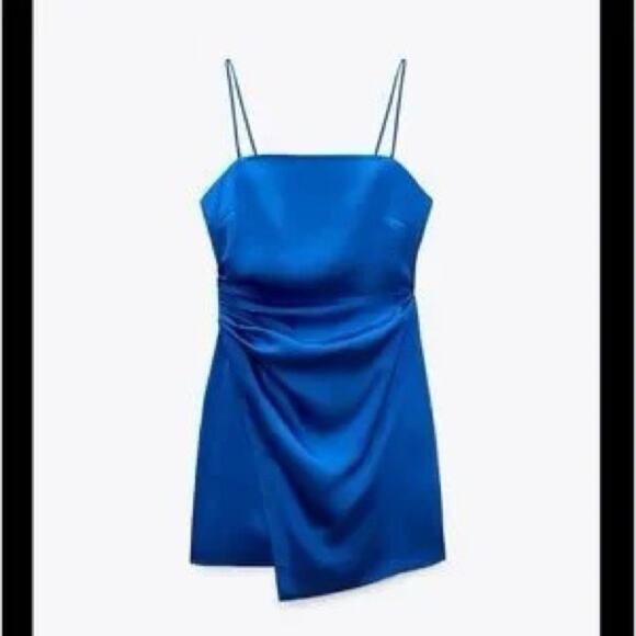 Zara Women's Blue Satin Dress NWOT Size Xsmall - Picture 2 of 5